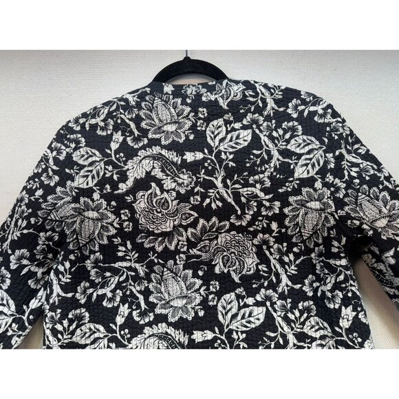 Nomadic Traders Quilted Reversible Cotton Jacket Coat S Black & White Floral - Picture 14 of 14